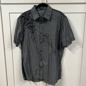 Men’s XL button down, short sleeve shirt, grey